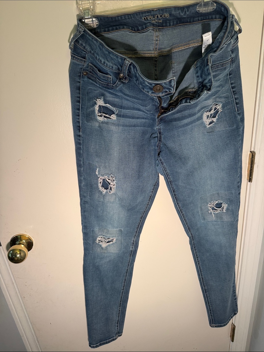 Maurices Medium Blue Distressed Skinny Jeans